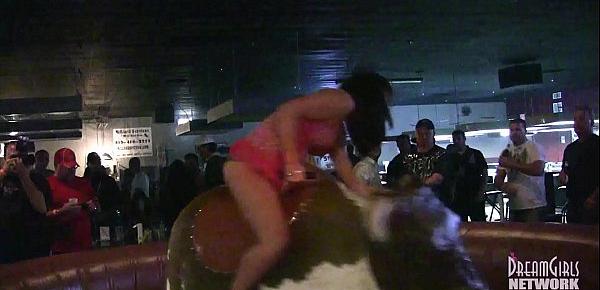  Hot Girls In Lingerie Bull Riding At Local Bar